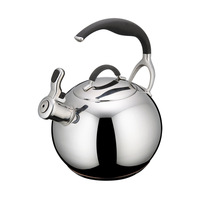 Bouilloire sifflante moderne en acier inoxydable poli miroir, compatible induction, écologique, sans revêtement