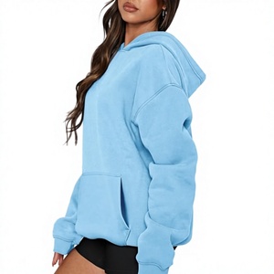 Sudadera con Capucha Extra Grande para Mujer, Color Sólido, Hombros Caídos, Manga Larga, Forro Polar Ecológico 100% Algodón, Logotipo Frontal, Ropa de Invierno - Product Image 2