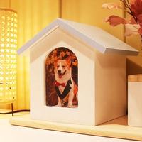 Urnes funéraires en bois en forme de maison pour animaux de compagnie, urnes de crémation pour cendres de chiens et chats, boîte commémorative pour animaux de compagnie avec espace pour photos