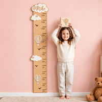 Règle de mesure de hauteur pour bébé en bois, motif animaux marins style art populaire, décoration murale pour chambre d'enfant pour la Fête des Pères