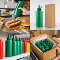 Bouteille de sauce PE de 430 ml, flacon souple pour condiments, emballage personnalisé OEM en gros pour Ketchup, sauce tomate, vinaigrette, assaisonnement, kit