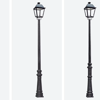 Lampu Taman LED luar ruangan lampu jalan Fitting Ideal Ductile cor tiang pilar besi lukisan hitam tua tradisional tua