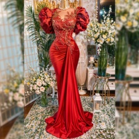 Robe de soirée élégante et stylée, style sirène, longue, en dentelle noire avec fleurs