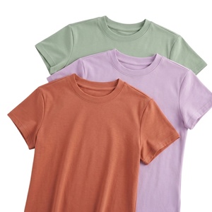 Camiseta Básica de Cuello Redondo para Mujer TKAN1155D, Color Sólido Personalizado, Manga Corta, Corte Holgado, Spandex/Algodón, Transpirable, Informal - Product Image 1