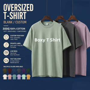 T-shirt Homme Personnalisé OEM de Haute Qualité 100% Coton avec Impression de Logo et Motif, Coupe Ample et Épaisse 300G, Vente en Gros 6755 - Product Image 1