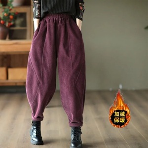 Harem <b>Pants</b> Women Corduroy Fleece <b>Lined</b> Thickened Plus Size Autumn Winter Casual <b>Pants</b> With Pockets Micro Elasticity - Product Image 2