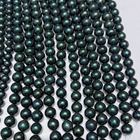 Collier en perles vert paon en gros, grande taille, couleur vert foncé teint, chaîne de perles d'eau douce Edison pour femmes