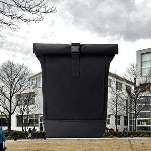 Sac à dos unisexe en denim noir, taille moyenne, compartiment pour ordinateur portable à enroulement, université, vélo, affaires, 15L, imperméable, avec poignée - Product Image 3