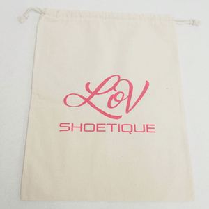 Sac à cordon en coton de couleur beige, sacs cadeaux personnalisés en coton - Product Image 5