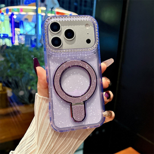 ผู้ผลิตเคสโทรศัพท์แบบมีขาตั้งแม่เหล็กใส สำหรับ iPhone 17 Air Pro Max 16 15 14 13 12 พร้อมชั้นกลิตเตอร์ - Product Image 1