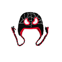 PARTYMENT Party Festive Red Superhero Spider Beanie Adultos Niños Hombres Divertido Invierno Sombrero de ganchillo hecho a mano con pompón