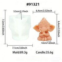 Moules à gâteau en silicone Ganesha mignons, sculpture 3D du dieu éléphant méditant, moule pour artisanat en résine, bougies parfumées DIY, décoration de yoga pour la maison