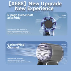 Factory Direct 6 Blades Turbine Fan Blade Handheld Fan 5-Speed Adjustable Fans & Cooling 1.5H Max Speed Endurance Ventilador - Product Image 3