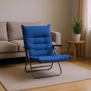 Sedia da Terra Pieghevole Compatta in Tessuto Blu 100% Poliestere, Chaise Longue con Struttura in Metallo - Product Image 2