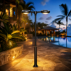 Lampe solaire LED moderne pour jardin, IP65, en aluminium et fonte, pour cour, aménagement paysager extérieur, villa, parc, éclairage de rue, projet d'éclairage - Product Image 6
