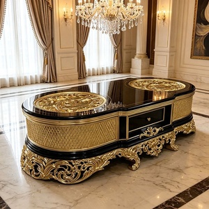 Set di Divani in Legno Massiccio Stile Vittoriano Europeo, Lussuoso Set di Divani Intagliati in Stile Tradizionale per Hotel e Ville - Product Image 4