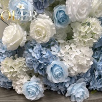Rangkaian Bunga Artifisial Baru Biru Putih Hydrangea Mawar Dekorasi Pusat Meja Pernikahan Latar Belakang Pernikahan Grosir Kustom