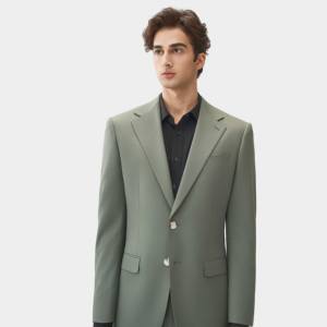 Costume d'affaires pour homme sur mesure, vert, à simple boutonnage, deux pièces, anti-froissement, respirant, extensible, 68% laine, 29% - Product Image 2