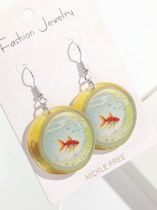 Venda quente Divertido Moda Personalidade Goldfish Brincos Doce Vitalidade Rodada Fatia De Limão Embutido Peixe Acrílico Pingente Brincos - Product Image 6
