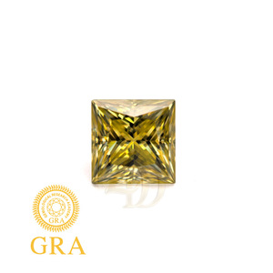 GRA Moissanite Princess Cut Lemon Yellow Square Loose Gemstone For Jewelry Making - Product Image 5