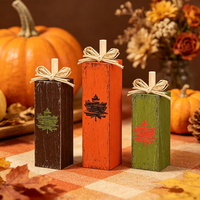 3 décorations en bois en forme de feuille d'érable pour l'automne/Thanksgiving, colonne carrée. pour Thanksgiving, la récolte