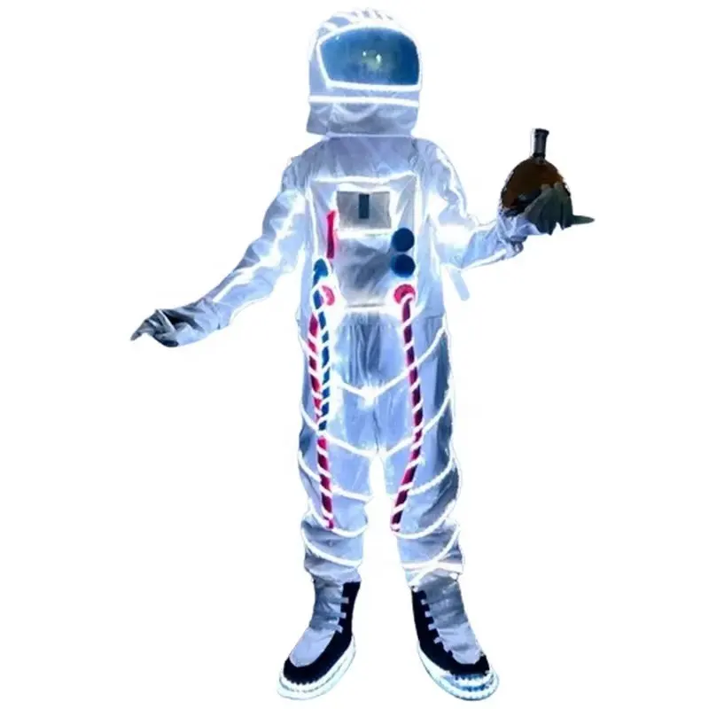 大人のためのLEDコスチューム宇宙飛行士コスプレクロスライトアップドレスレイブ衣装パーティーナイトクラブスペースマスコットルミナスステージ服