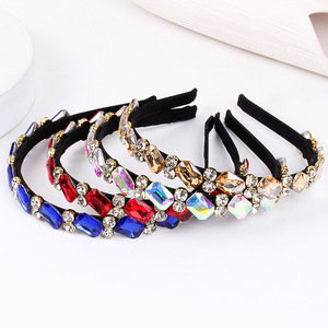 Diadema de cristal Hua Liyu para mujer, accesorio artístico retro multicolor con diamantes de imitación para el cabello, tocado FG0142 - Product Image 3