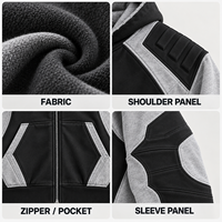 Sweat à capuche zippé personnalisé en molleton de coton, color block, panneau incurvé, veste à capuche entièrement zippée pour homme, streetwear