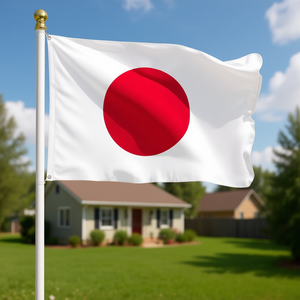 Bandera de Japón Blanca de 3x5 Pies, Impresa, con Asta de Aluminio Giratoria de 6 Pies Anti-Enredos, Impresión Digital en Poliéster, Estilo Volador - Product Image 2