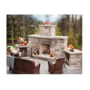 Outdoor Patio Fireplace Culture Stone Wood Wholesale Natural Freestanding 3 Years Traditional Villa without Remote Control