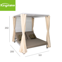 Luxe Patio Jardin Mobilier d'extérieur Auvent Teck Bois Moderne Extérieur pour Hôtel Personnaliser Design Double Daybed