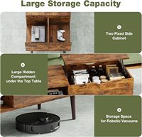 Table basse moderne avec plateau relevable et étagère de rangement, meubles en bois pour la maison, salon