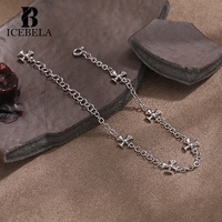 Einzigartiges Trendiges S925 Sterling Silber Glänzendes Kreuzförmiges Blumendesign Armband für Frauen