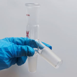 实验室玻璃器皿三通透明硼硅酸盐玻璃75度角蒸馏适配器 - Product Image 6