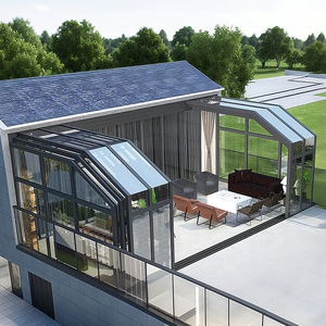 Tutti i-Season Design moderno <span class=keywords><strong>in</strong></span> alluminio isolante veranda prefabbricata <span class=keywords><strong>in</strong></span> <span class=keywords><strong>policarbonato</strong></span> serra serra serra tetto piatto <span class=keywords><strong>per</strong></span> il cortile <span class=keywords><strong>per</strong></span> - Product Image 1