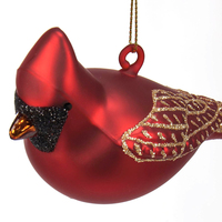 Harga Grosir Kerajinan Burung Kaca Mini Dekorasi Natal Ornamen Gantungan Burung Kaca Merah Oranye Ramah Lingkungan