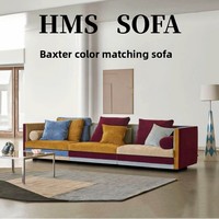 Sofá Modular Danés de Diseño Nórdico con Combinación de Colores en Tela Multicolor, Estilo Pequeño, con Esponja Artística de Madera