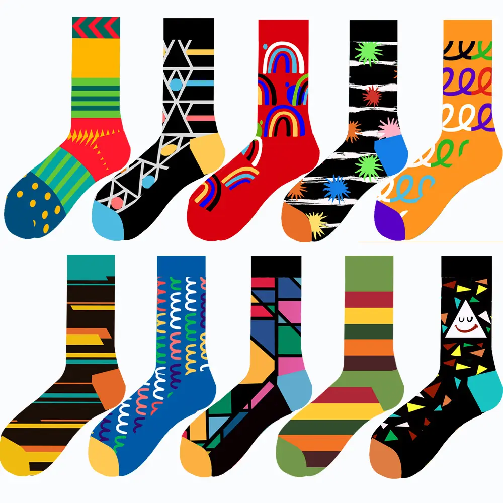New geometric fruit socks  street fashion socks  astronaut middle tube socks in autumn and winter custom print socks boys socks