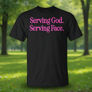 T-shirt promozionale con citazioni cristiane: Servire Dio, servire il Viso di Gesù - Product Image 3