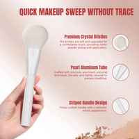 Pinceau de maquillage professionnel de haute qualité, en gros, de luxe, végétalien, avec logo personnalisé, rayures blanches, marque privée, techniques professionnelles