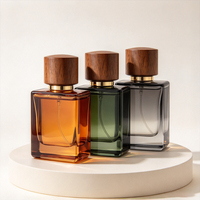 Flacon de parfum vide carré 30ml 50ml 100ml pour conteneur de parfum personnalisé, flacon de parfum avec bouchon en bois brun