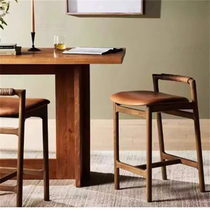Taburete de <span class=keywords><strong>Bar</strong></span> de Estilo Retro Minimalista Nórdico Moderno con Cojín de Cuero Simple para Bares, Restaurantes, Cafeterías e Islas de Cocina - Product Image 3