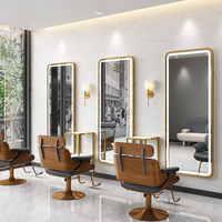 Miroir de Salon GEDO Vente en Gros Haute Qualité pour Coiffeur, Meuble de Salon en Aluminium pour Salon de Coiffure et Esthétique avec Lumières LED
