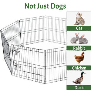 Enclos pliable en métal à 8 panneaux pour animaux de compagnie, <span class=keywords><strong>cage</strong></span> à lapins, parc pour chat et chien, clôtures avec couvercle supérieur et coussin inférieur - Product Image 5