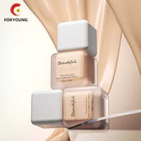 Botol Kaca Foundation Cair Kosong Unik Bentuk Persegi 1oz 30ml, Botol Makeup Foundation Frosted dengan Bahu Rata, Tersedia dalam Stok