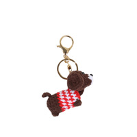 Nouveau porte-clés chien saucisse mignon fait main au crochet, accroche-sac, cadeau pour amis, porte-clés fini comme un petit cadeau.