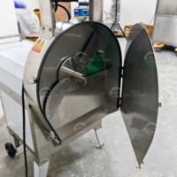Machine à couper les oignons industrielle, moteur électrique, acier inoxydable, grande capacité, machine à trancher les légumes et les fruits pour usage en boulangerie