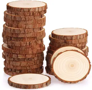 10pcs Natural Wood Pieces Slice Round Unfinished Wooden Discs for Crafts Centerpieces DIY Christmas Ornaments 4inch, Brown