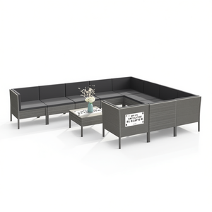Set Lounge da Giardino Modulare in Rattan PE Grigio, Arredamento da Esterno con Oltre 10 Posti, Design Contemporaneo - Product Image 1