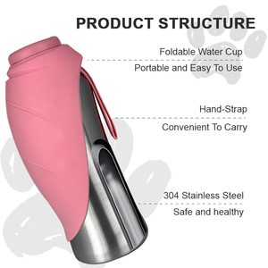 Bouteille d'eau de voyage pour chien en silicone et acier inoxydable, portable, écologique, pliable, étanche, 27 oz, récipient extérieur pour la promenade - Product Image 3